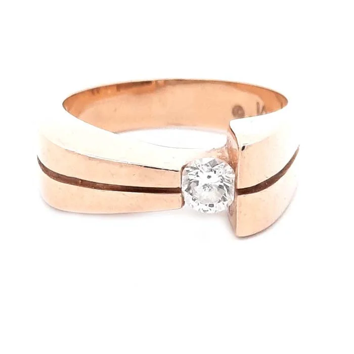 women's engagement rings pave setting -Estate Diamond Ring by John Atencio in 14K Yellow Gold