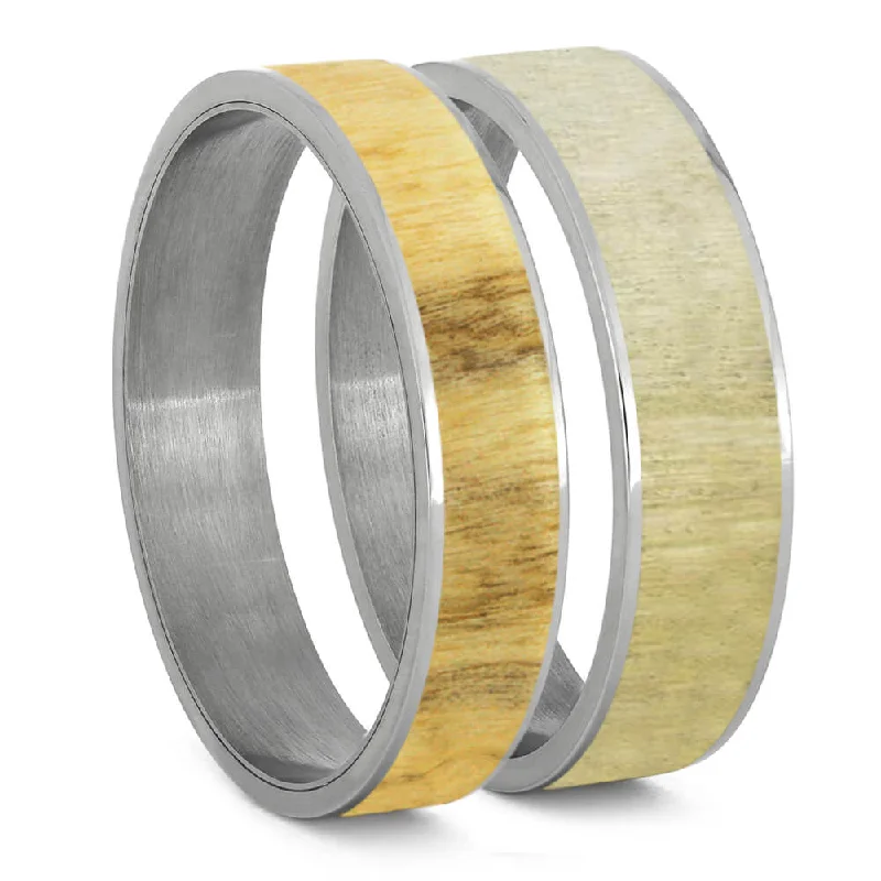 women's ring diamond -Aspen Wood Inlay Components for Modular Rings