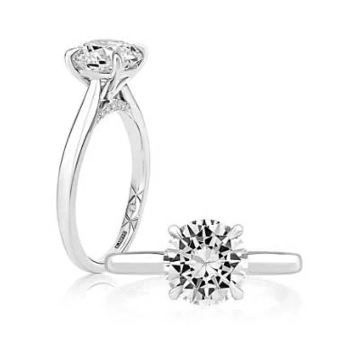 women's engagement rings butterfly motif -A. Jaffe Solitaire Engagement Ring Mounting in 14K White Gold