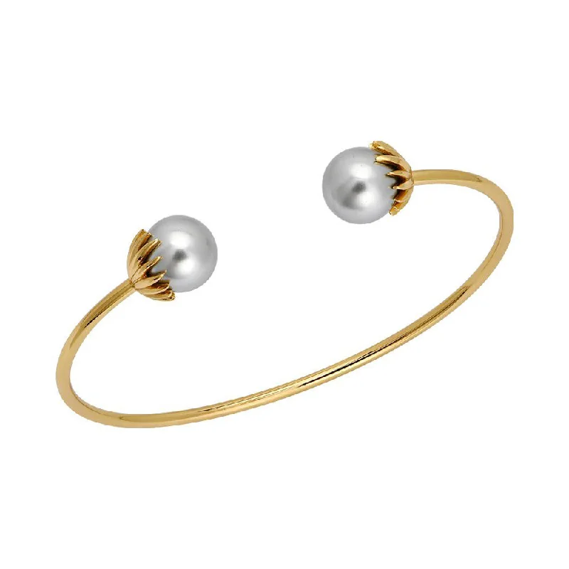 women's bracelets pearl -Goldbug Pearl Palm Frond Cuff Bangle