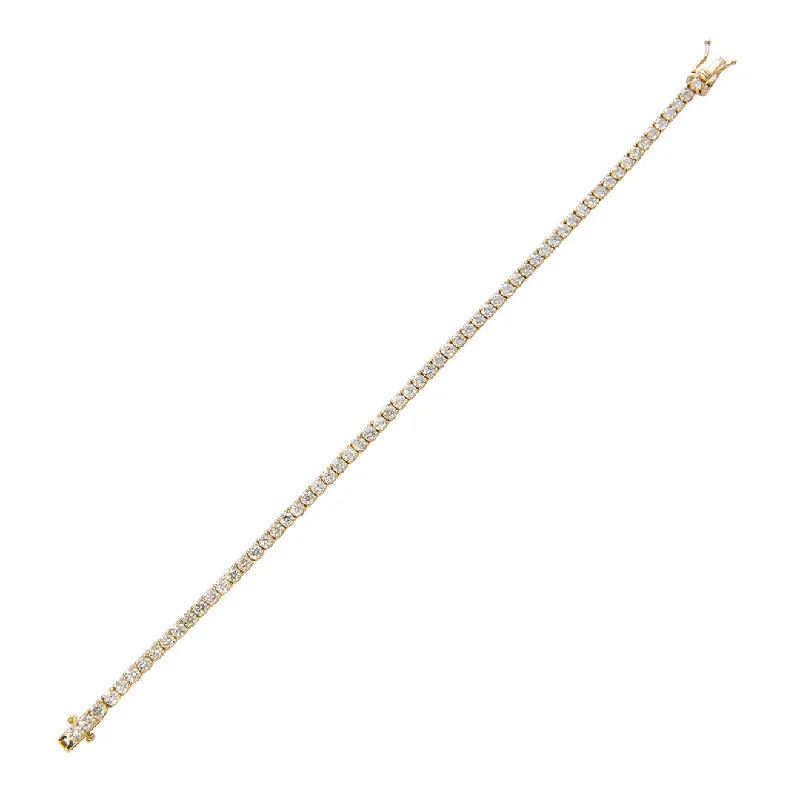 women's bracelets thin band -3ctw Diamond 14K Yellow Gold Tennis Bracelet