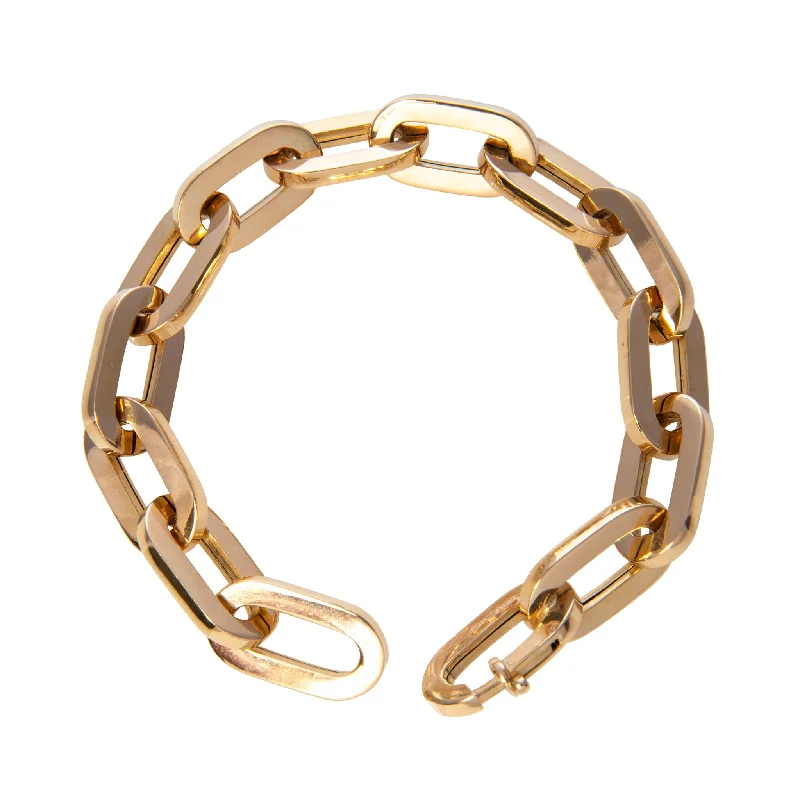 women's bracelets unique design -Estate 18K Yellow Gold Chunky Paperclip Link Bracelet