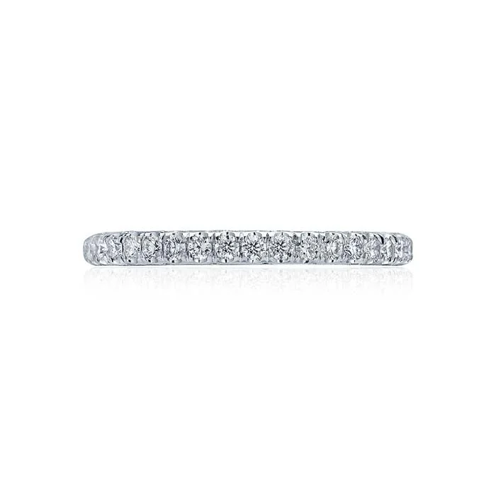 women's engagement rings engagement gift -Tacori Petite Crescent French Pavé Diamond Wedding Band - 2mm - in 18K White Gold