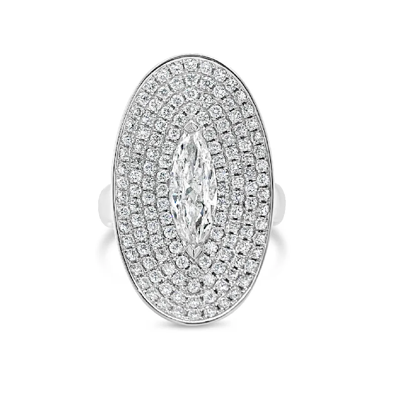 women's ring vintage -Diamond Marquis Oval Ring