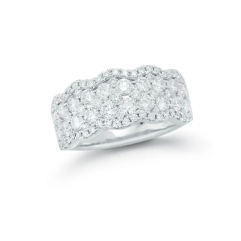 women's ring classic solitaire -Diamond Cluster Wave Ring