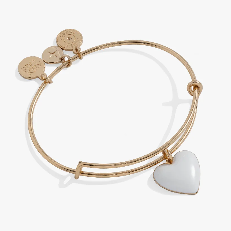 women's bracelets high fashion -White Enamel Heart Charm Bangle