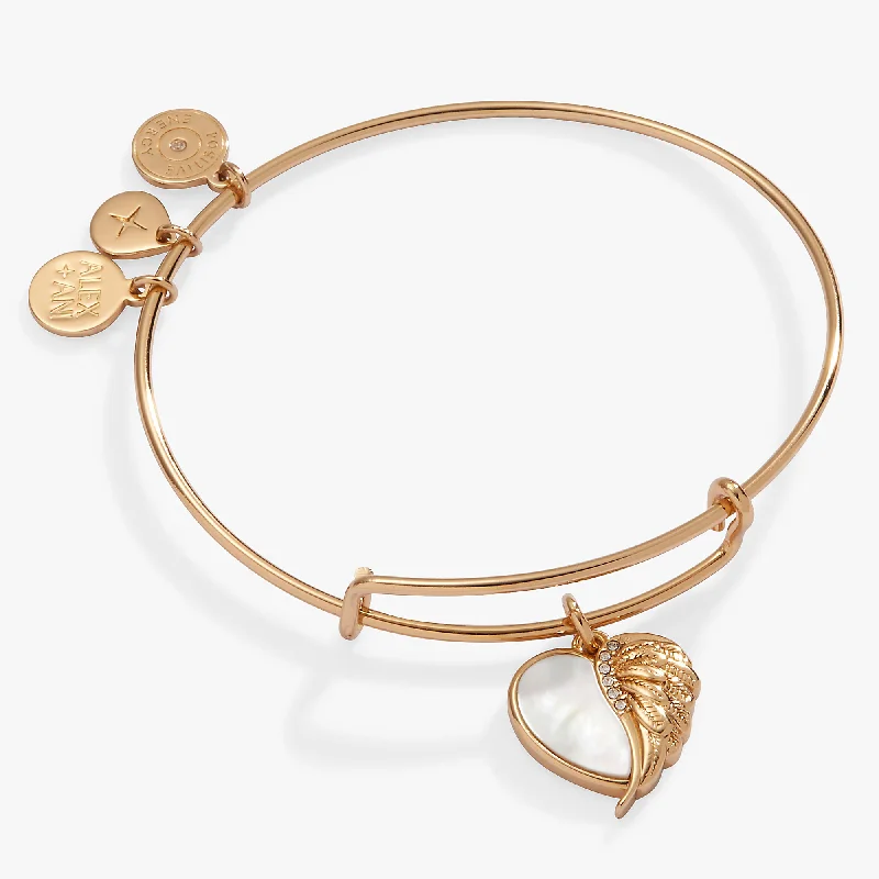 women's bracelets gemstone cuff -Wings of Protection Charm Bangle