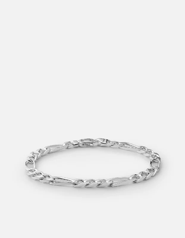 women's bracelets adjustable -5mm Figaro Chain Bracelet, Sterling Silver