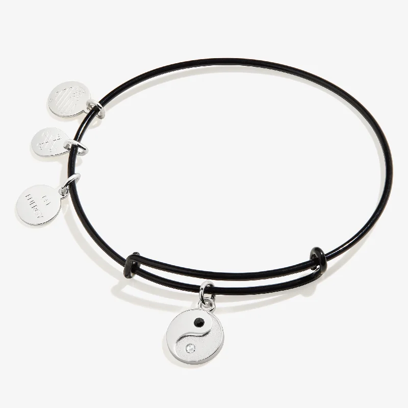 women's bracelets celestial stars -Yin Yang Charm Bangle Bracelet, Black