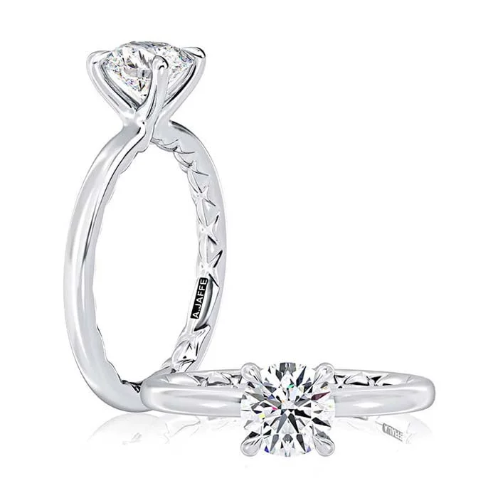 women's engagement rings budget-friendly -A. Jaffe 3/4CT Solitaire Engagement Ring Semi-Mounting in 14K White Gold