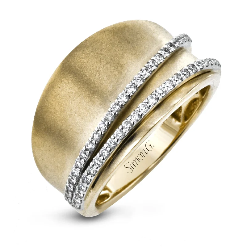 women's ring dainty everyday wear -Simon G -18K 2-Tone Diamond Band