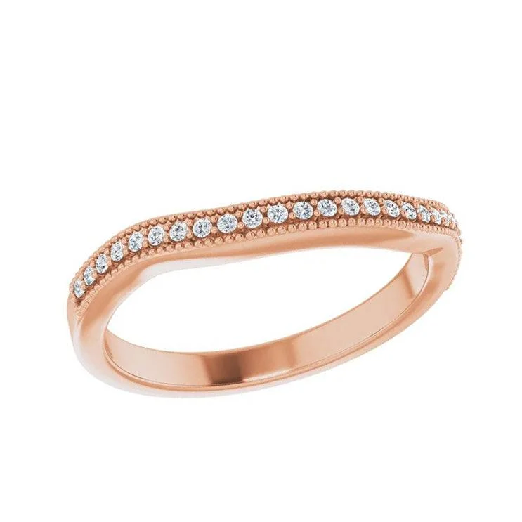 women's ring customizable -Rose Gold Contour Band With Milgrain Edges