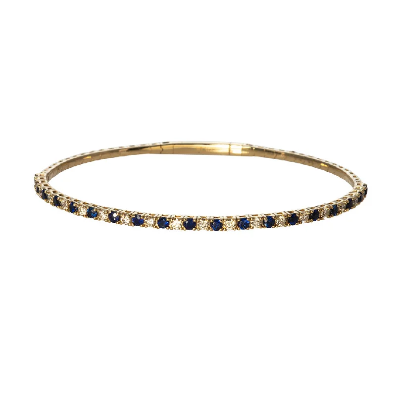 women's bracelets elegant touch -Sapphire & Diamond 14K Yellow Gold Flexible Bangle