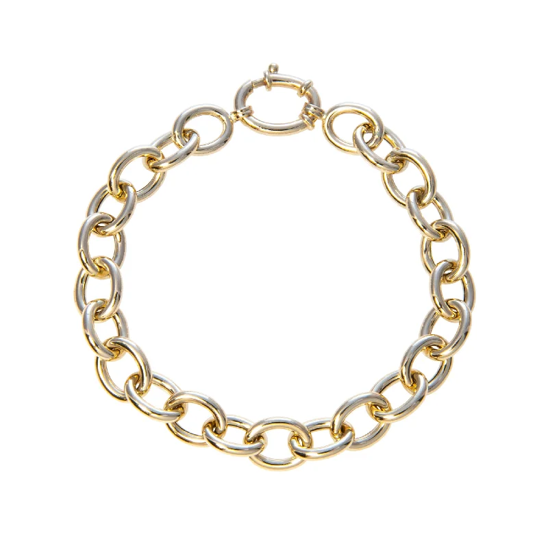 women's bracelets floral motif -14K Yellow Gold Italian Small Oval Link Bracelet