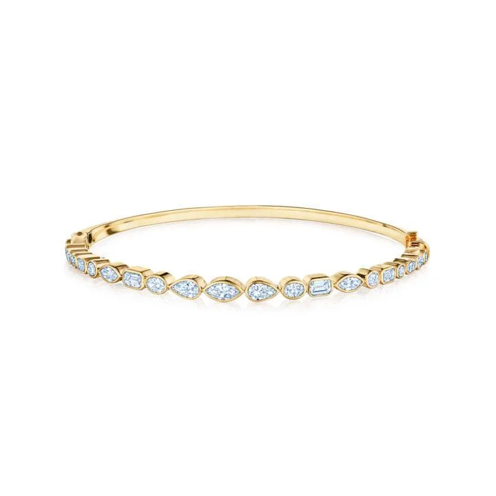 women's bracelets minimalist -Bangle with Mixed Shape Diamonds