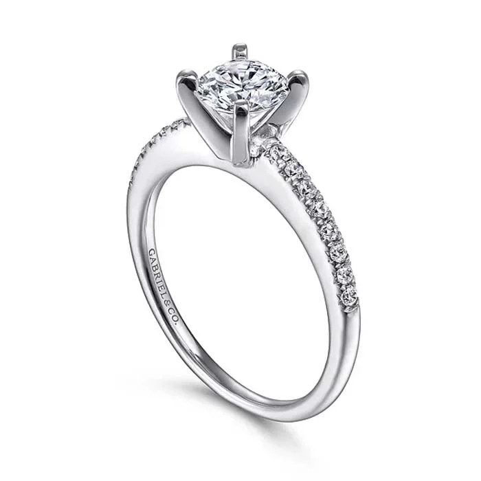 women's engagement rings hypoallergenic -Gabriel & Co. "Kelly" Diamond Engagement Ring Semi-Mounting in 14K White Gold