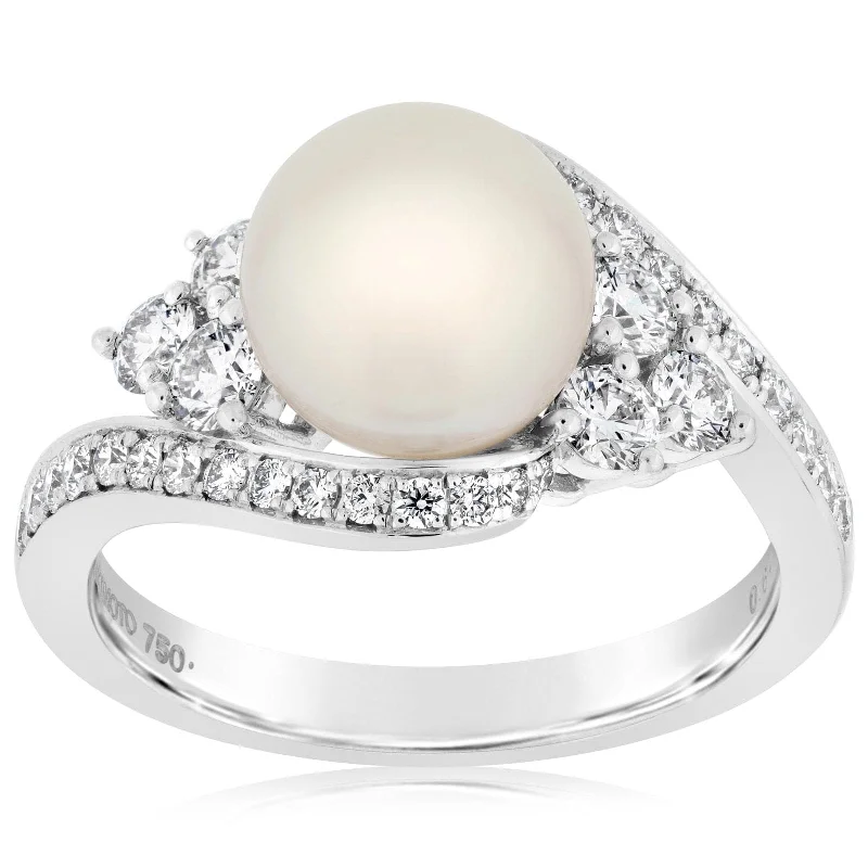 women's engagement rings twisted band -MIKIMOTO Akoya Pearl & Diamond Ring