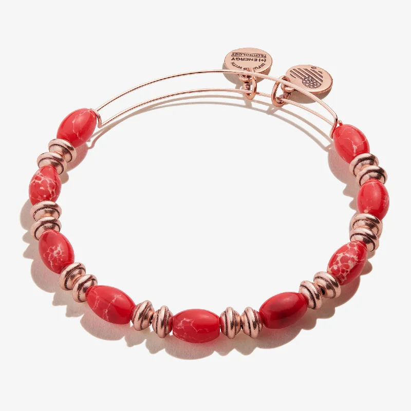 women's bracelets modern fashion -Watercolor Beaded Bangle, Red