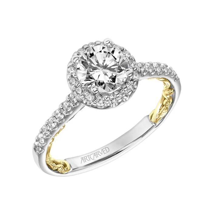 women's engagement rings affordable options -ArtCarved "Theda" Diamond Engagement Ring Semi-Mounting in 14K White and Yellow Gold