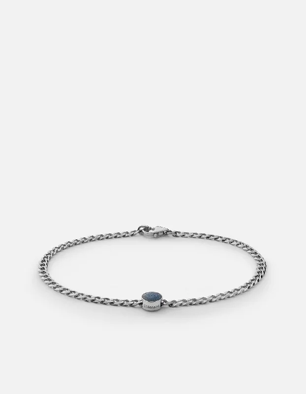 women's bracelets for girlfriend -Eye of Time Type Chain Bracelet, Sterling Silver/Blue