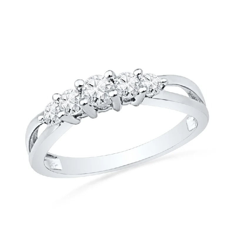 women's ring with initials -Five Stone Diamond Promise Ring, Stackable Ring