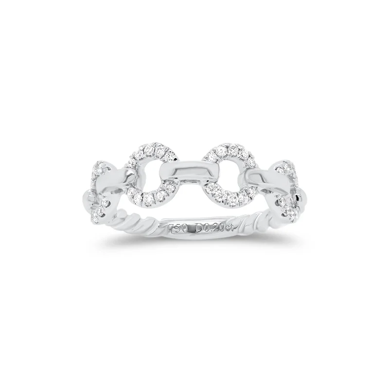 women's ring with ruby -Diamond Circle Link Stackable Ring