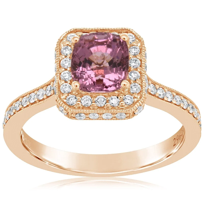 women's engagement rings trillion cut -Pink Spinel & Diamond Ring