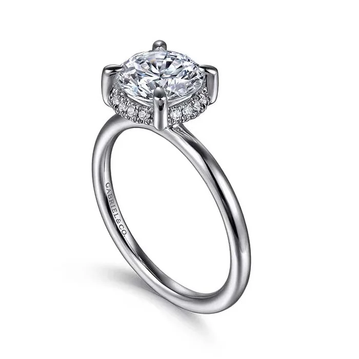 women's engagement rings special edition -Gabriel & Co. "Seattle" Hidden Halo Engagement Ring Semi-Mounting in 14K White Gold