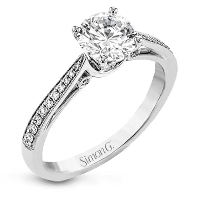 women's engagement rings solitaire -Simon G. Engagement Ring Semi-Mounting in 18K White Gold