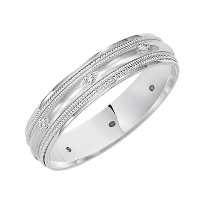 women's engagement rings with channel setting -Goldman 4MM Diamond Wedding Band in 14K White Gold