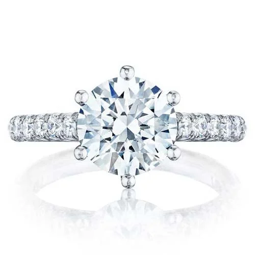 women's engagement rings radiant cut -Tacori .67TW Petite Crescent 6-Prong Engagement Ring Semi-Mounting in Platinum