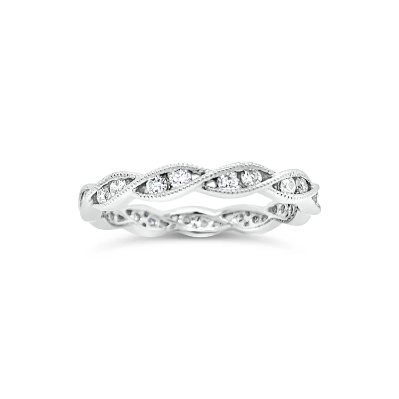 women's ring dainty everyday wear -Diamond Infinity Ring with Milgrain