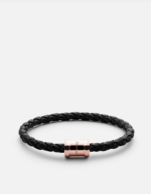 women's bracelets hammered texture -Mini Single Leather Casing, Rose