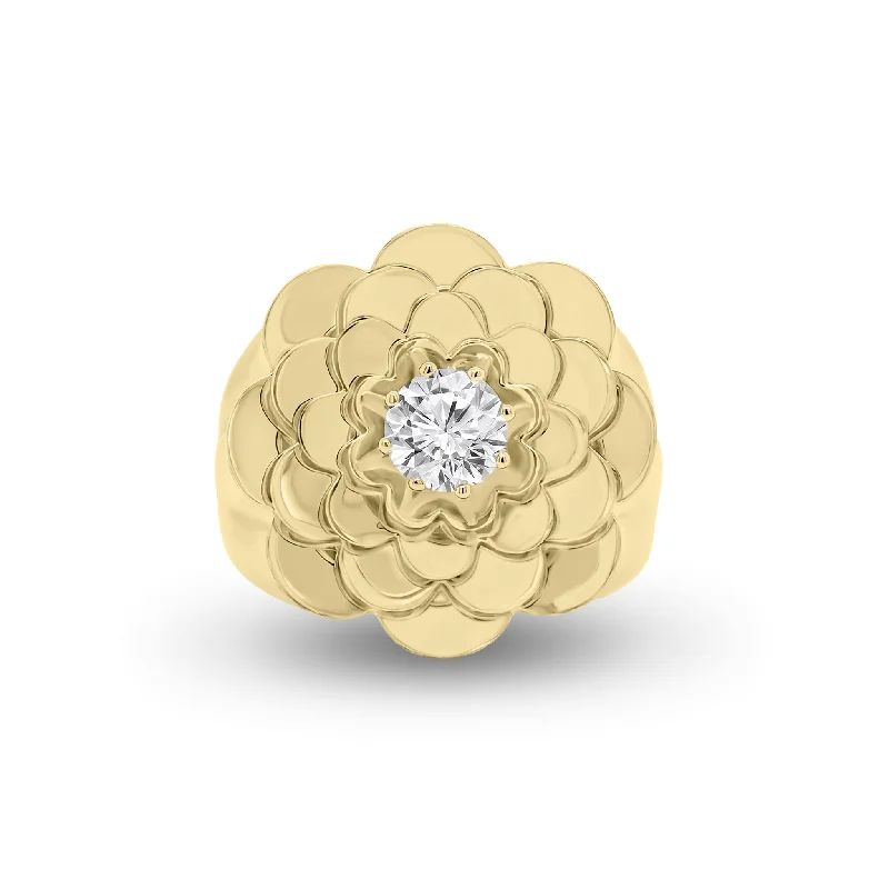 women's ring simple band -Diamond Bold Flower Ring