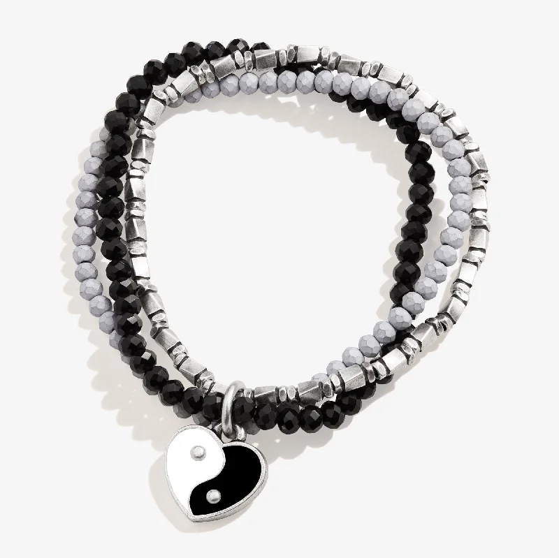 women's bracelets butterfly design -Yin Yang Heart Stretch Bracelet Trio