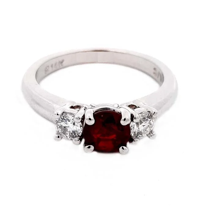 women's engagement rings unique design -Mountz Collection Ruby and Diamond Ring in 14K White Gold