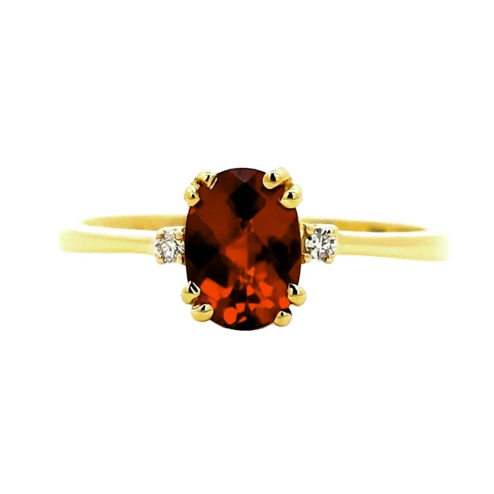 women's engagement rings fine jewelry -Mountz Collection Garnet and Diamond Ring in 14K Yellow Gold