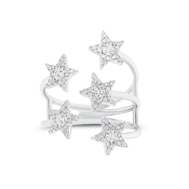 women's ring asymmetrical design -Diamond Shooting-Star Ring