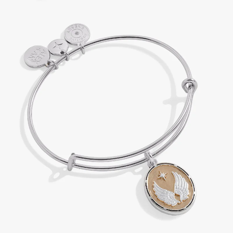 women's bracelets pear-shaped gems -Two-Tone Guardian Angel Bangle