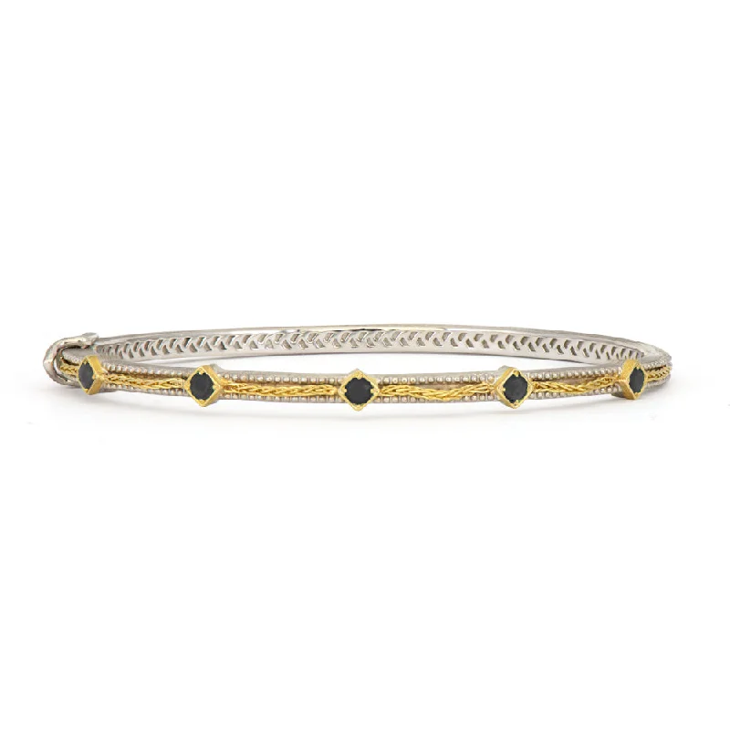 women's bracelets luxury collection -Jude Frances Mixed Metal Woven Rope Topaz Kite Bangle