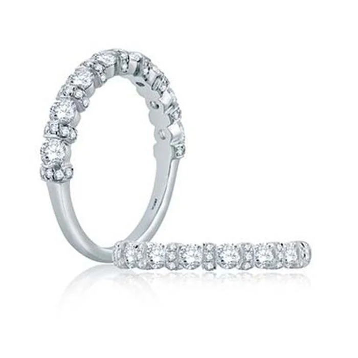 women's engagement rings budget-friendly -A Jaffe Diamond Collar Accent Half Circle Wedding Band in 14K White Gold