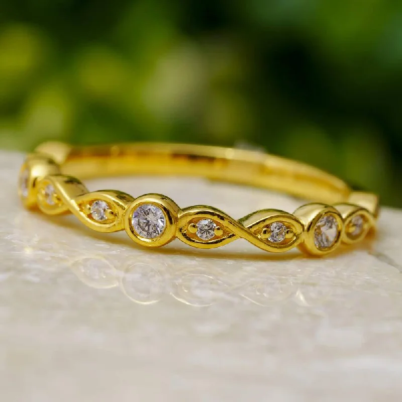 women's ring nature inspired -Unique Anniversary Band With Diamonds and Infinity Symbols