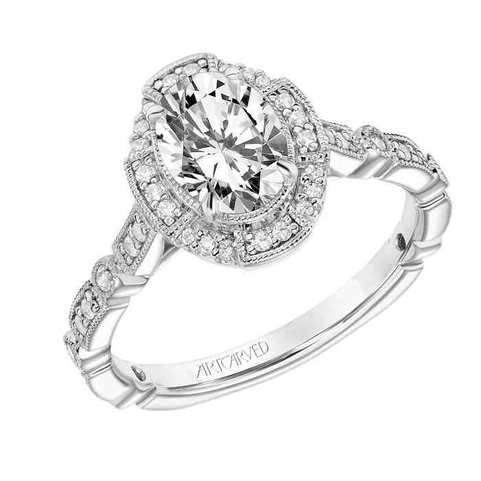 women's engagement rings trillion cut -Artcarved "Bessie" Diamond Engagement Ring Semi-Mounting in 14K White Gold