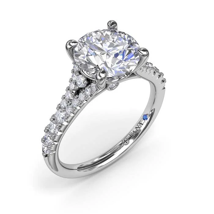 women's engagement rings art deco -Fana Diamond Split Shank Engagement Ring in 14K White Gold