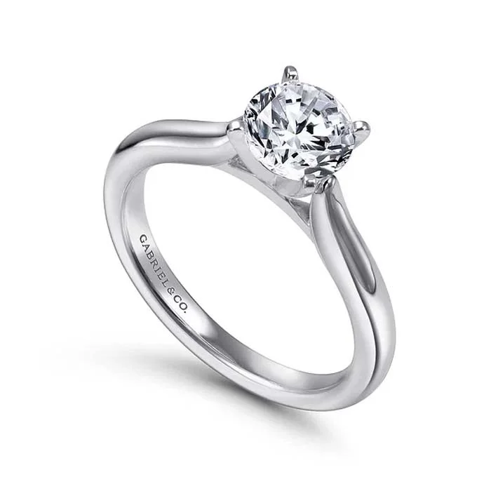 women's engagement rings art deco -Gabriel & Co. "Lauren" Round Solitaire Engagement Ring Mounting in 14K White Gold