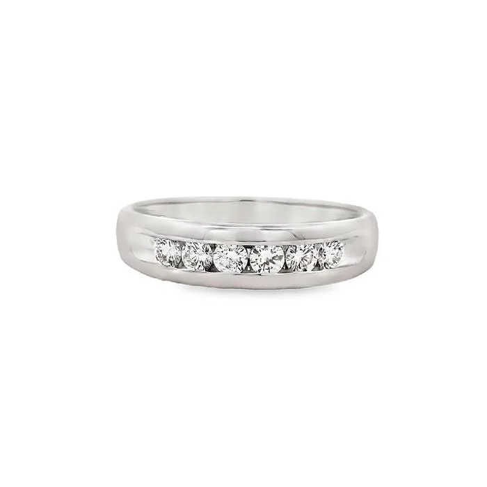 women's engagement rings stackable set -Estate .48TW Channel Set Diamond Wedding Band in 14K White Gold