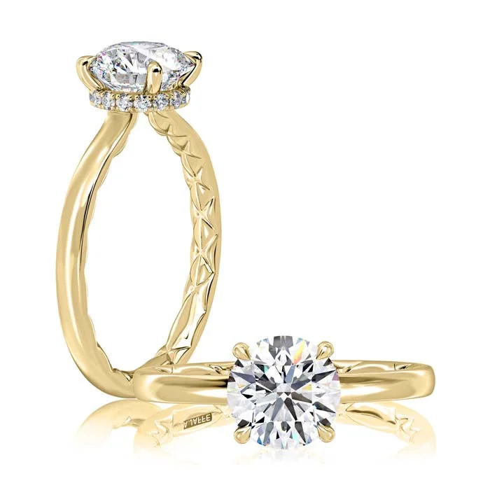 women's engagement rings elegant touch -A. Jaffe Embellished Solitaire Engagement Ring Semi-Mounting in 14K Yellow Gold