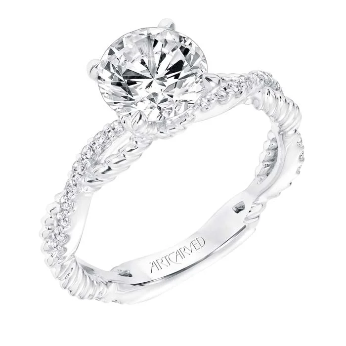 women's engagement rings moon and stars -ArtCarved "Rhea" Diamond Engagement Ring Semi-Mounting in 14K White Gold