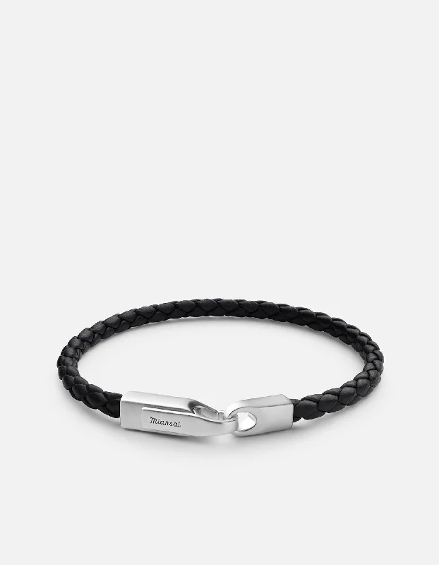 women's bracelets with charms -Crew Leather Bracelet, Matte Silver