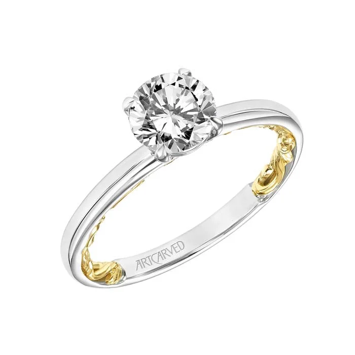 women's engagement rings perfect fit -ArtCarved "Beryl" Lyric Collection Engagement Ring Semi-Mounting in 14K White and Yellow Gold